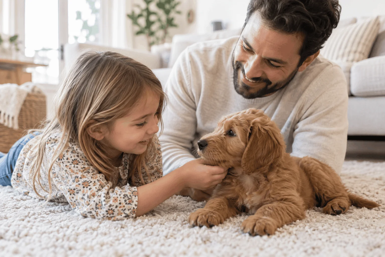 A family talking through which small breed suits their household